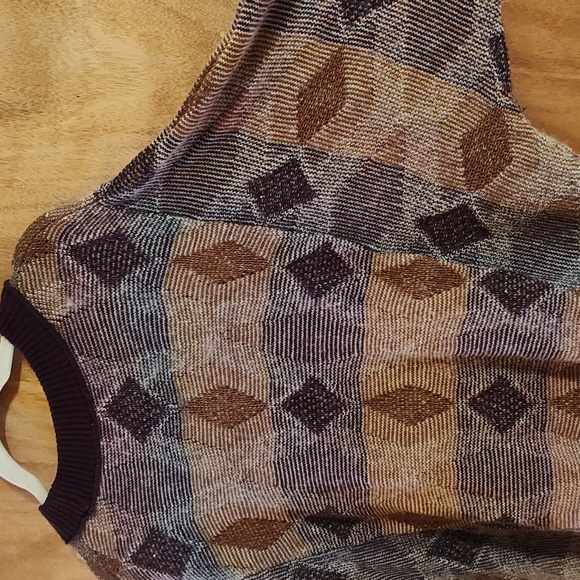 Free People Diamond Days Rainbow Sweater Purple Rust Boho Cotton Wool Mohair Med - Picture 11 of 13